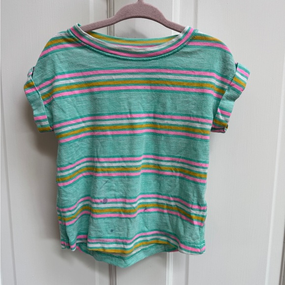 Cat & Jack 2T Girls Striped Short Sleeve Shirt- has stains - Picture 1 of 6